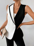 Buy SHEIN Clasi Women's Sleeveless Color Block Blazer Jacket in Pakistan