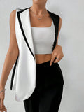 Buy SHEIN Clasi Women's Sleeveless Color Block Blazer Jacket in Pakistan