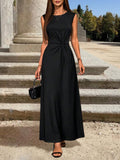 Buy SHEIN Clasi Women's Twist-Belt Black Casual Dress Maxi Women Outfi in Pakistan