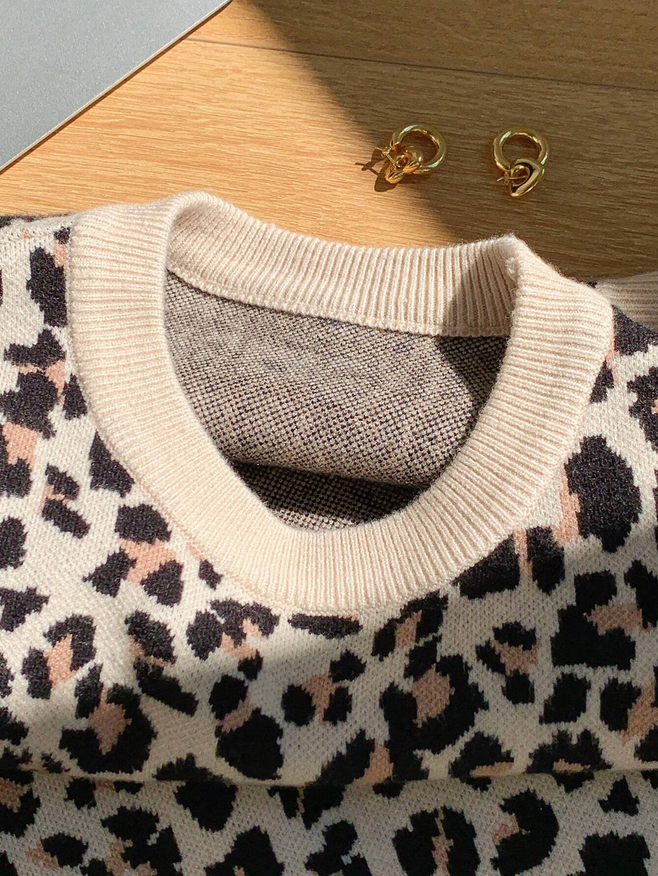 Buy SHEIN Comfortcana Casual Leopard Jacquard Women's Knitwear Top in Pakistan