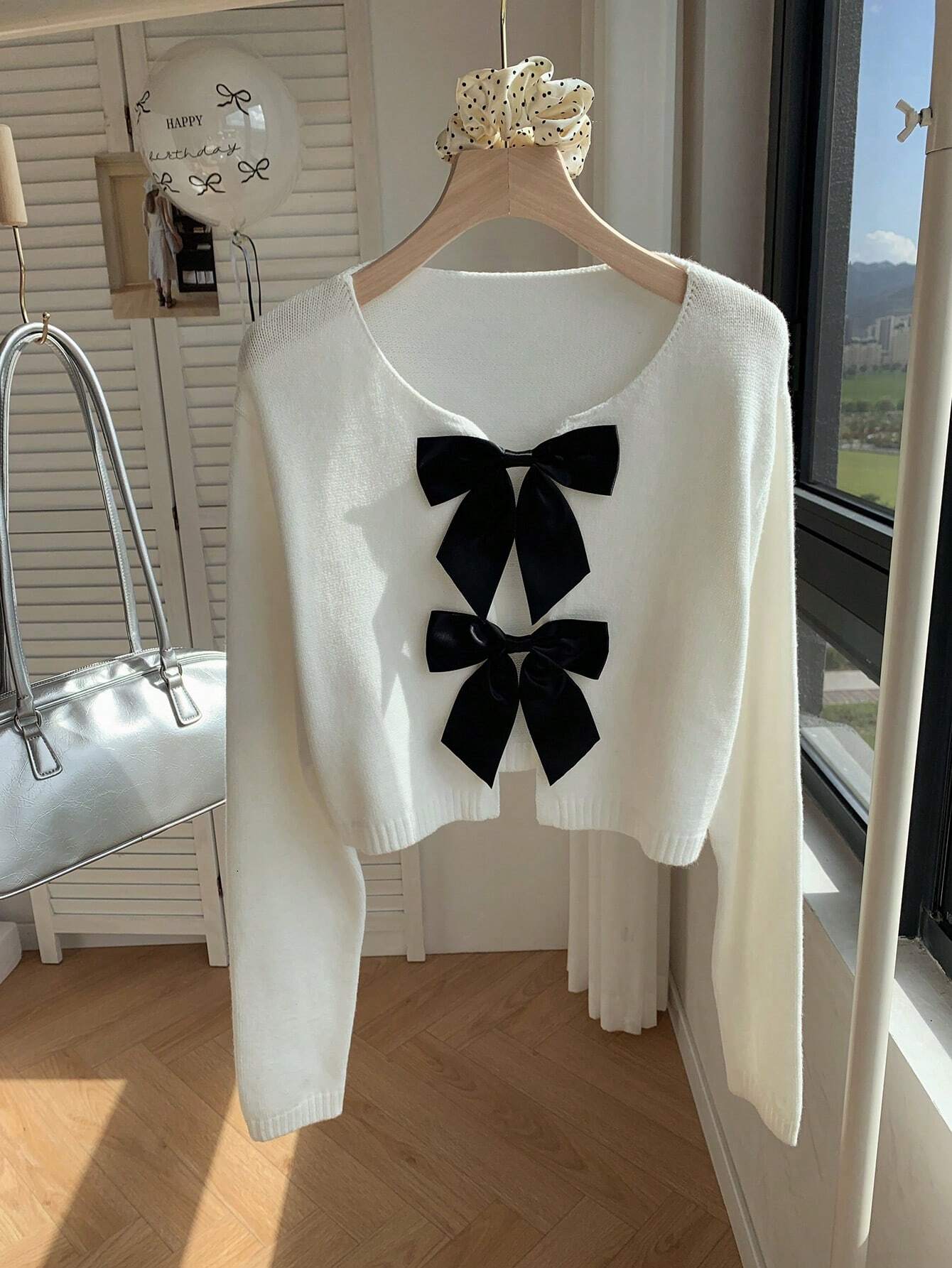 Buy SHEIN Comfortcana Women's Autumn Winter Bowknot Tie Short Cardigan Sweater in Pakistan