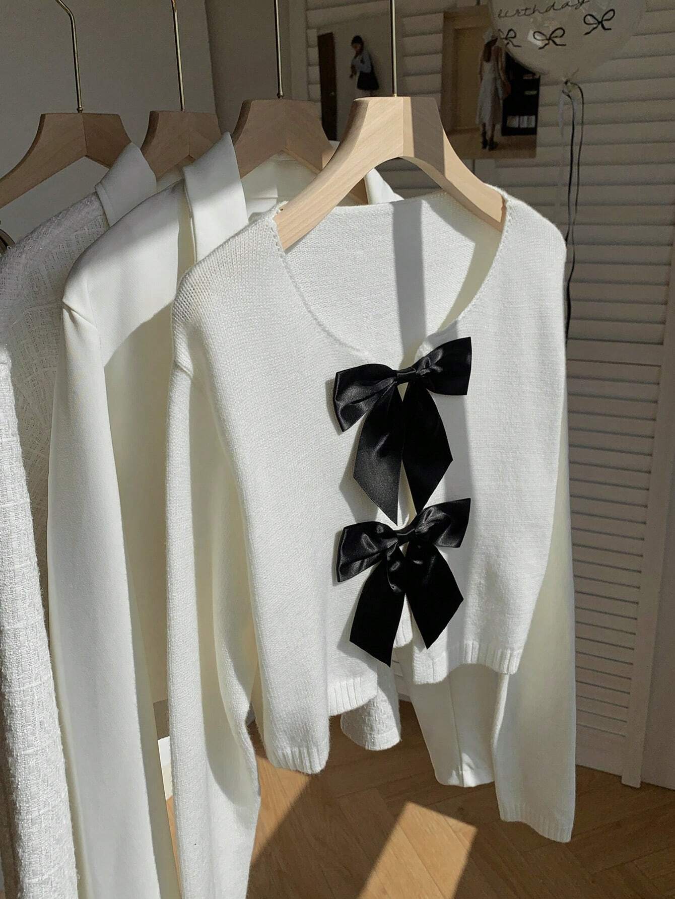 Buy SHEIN Comfortcana Women's Autumn Winter Bowknot Tie Short Cardigan Sweater in Pakistan