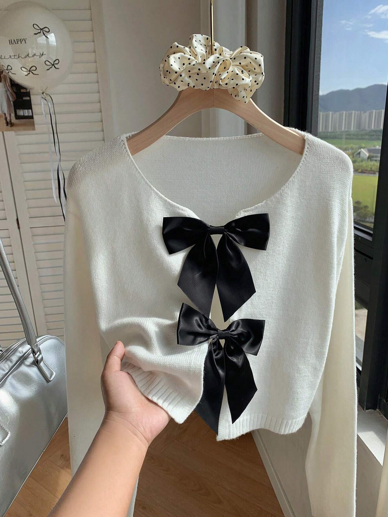 Buy SHEIN Comfortcana Women's Autumn Winter Bowknot Tie Short Cardigan Sweater in Pakistan