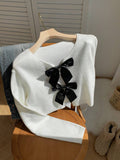 Buy SHEIN Comfortcana Women's Autumn Winter Bowknot Tie Short Cardigan Sweater in Pakistan