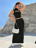 Buy SHEIN Coolane Cut Out Front Crop Tank Top & Skirt in Pakistan