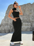 Buy SHEIN Coolane Cut Out Front Crop Tank Top & Skirt in Pakistan