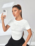 Buy SHEIN Cut Out Back Raglan Sleeve Crop Sports Tee Fitted Shirt in Pakistan
