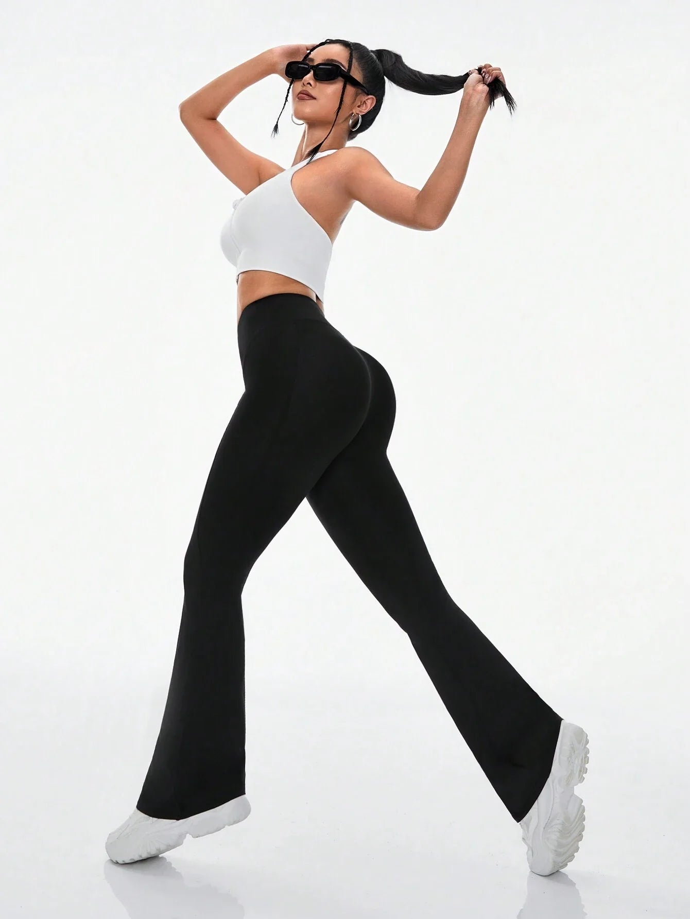 Buy SHEIN Daily&Casual Women's Solid Color Flare Activewear Pants in Pakistan