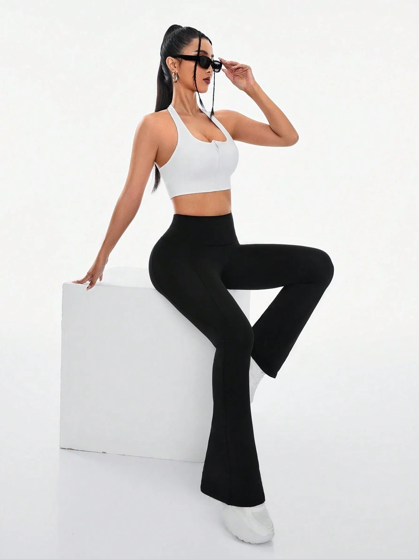 Buy SHEIN Daily&Casual Women's Solid Color Flare Activewear Pants in Pakistan