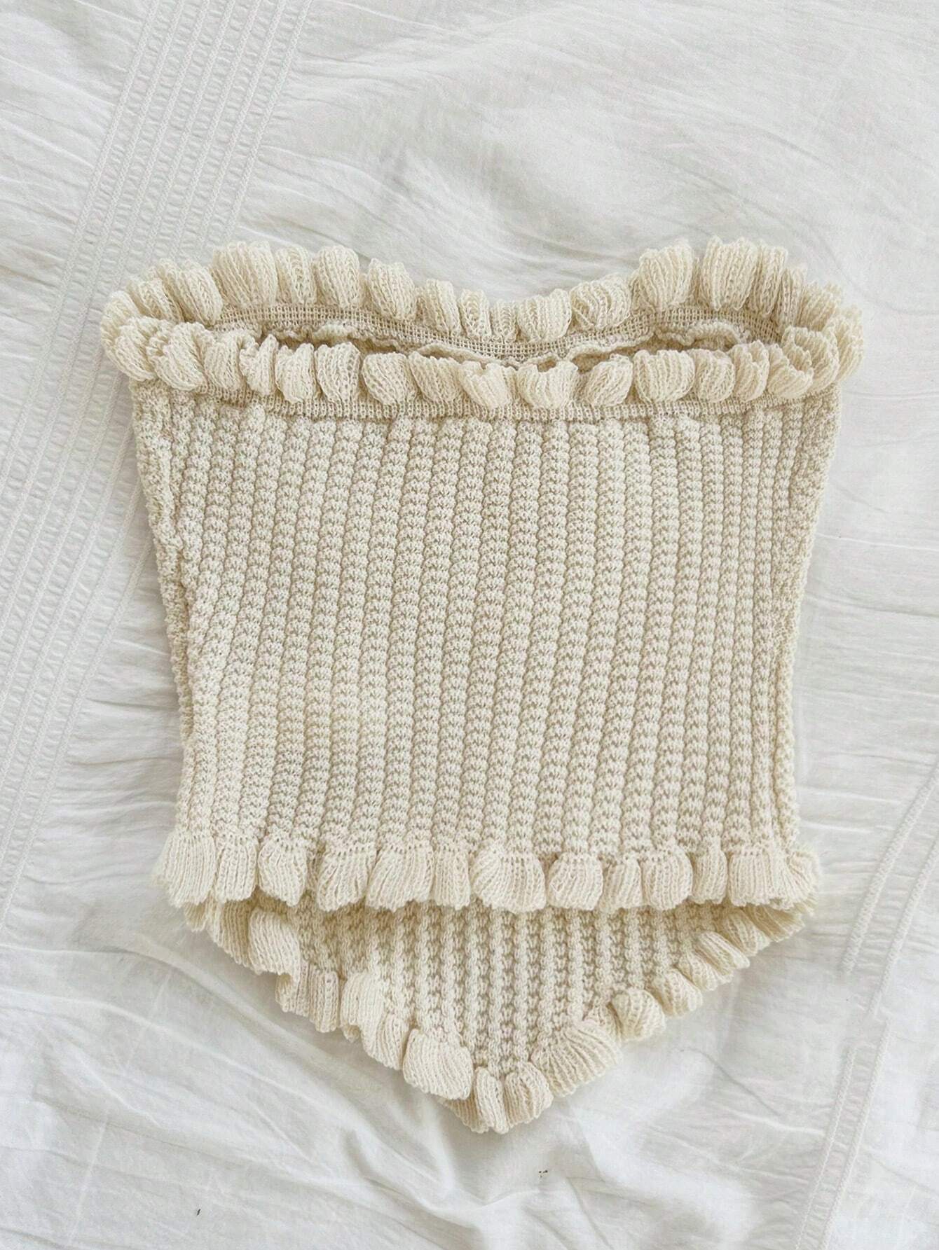 Buy SHEIN Dreamara Casual Tube Ruffle Knitted Top in Pakistan