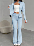 Buy SHEIN EZwear 2pcs Women's Solid Color Long Sleeve Zip-Up Jacket And Pants Casual Suit Set For Autumn in Pakistan