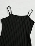 Buy SHEIN EZwear Black Ribbed Cami Bodycon Mini Dress in Pakistan
