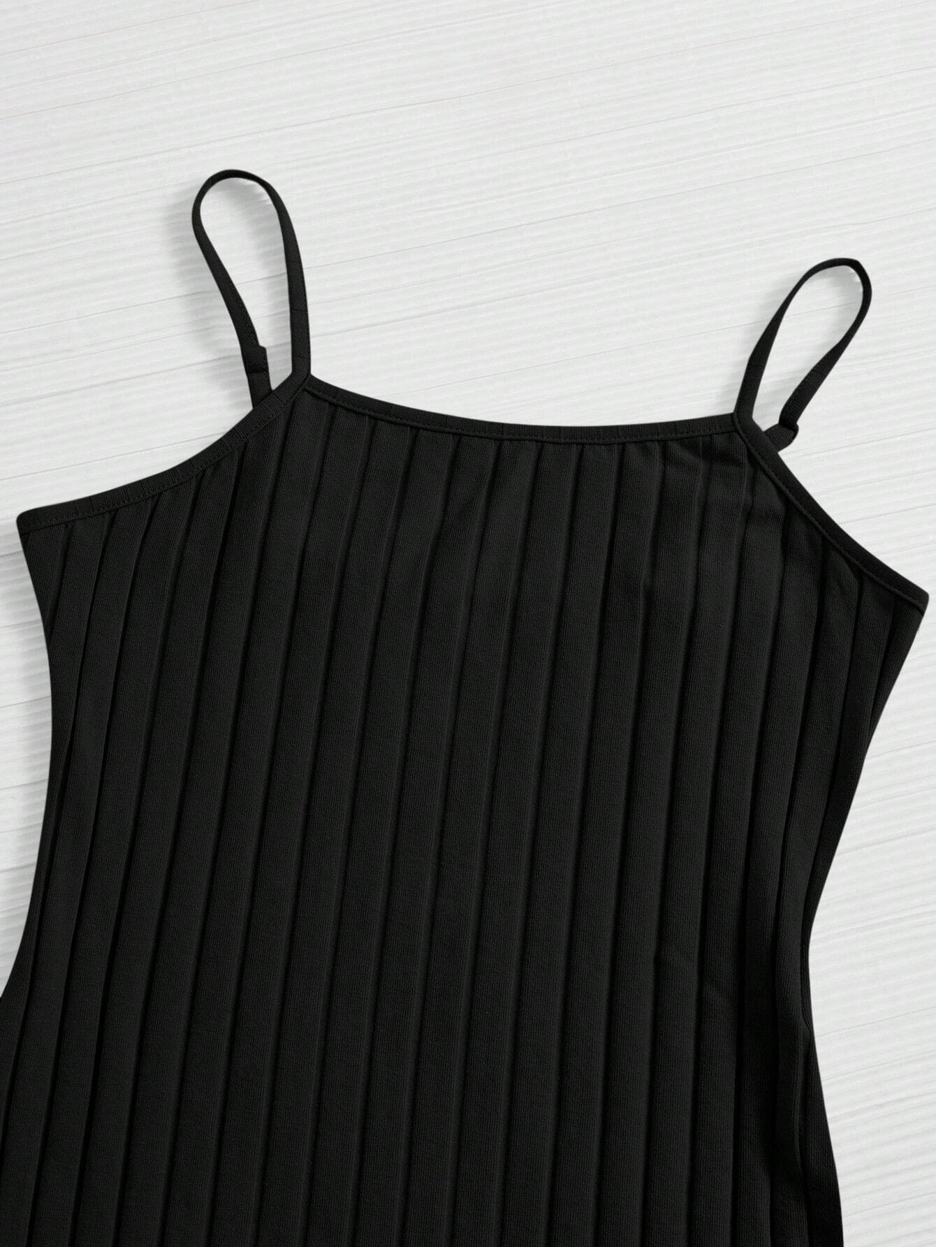 Buy SHEIN EZwear Black Ribbed Cami Bodycon Mini Dress in Pakistan