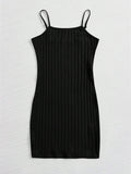 Buy SHEIN EZwear Black Ribbed Cami Bodycon Mini Dress in Pakistan
