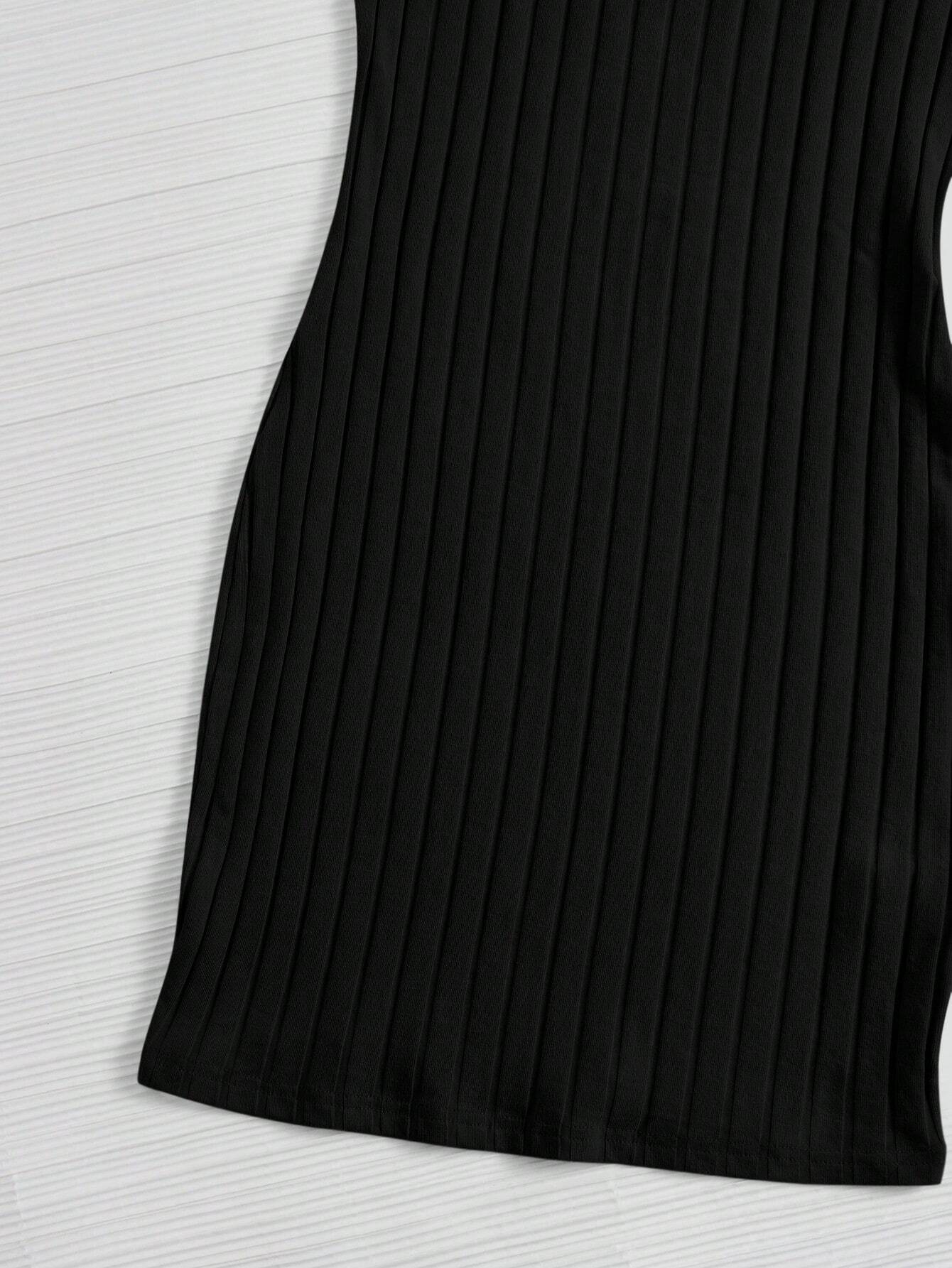 Buy SHEIN EZwear Black Ribbed Cami Bodycon Mini Dress in Pakistan