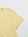 Buy SHEIN EZwear Button Front Lettuce Trim Crop Top in Pakistan