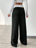 Buy SHEIN EZwear Contrast Color Turn-Waist Trousers in Pakistan