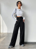 Buy SHEIN EZwear Contrast Color Turn-Waist Trousers in Pakistan