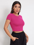 Buy SHEIN EZwear Crew Neck Crop Tee in Pakistan