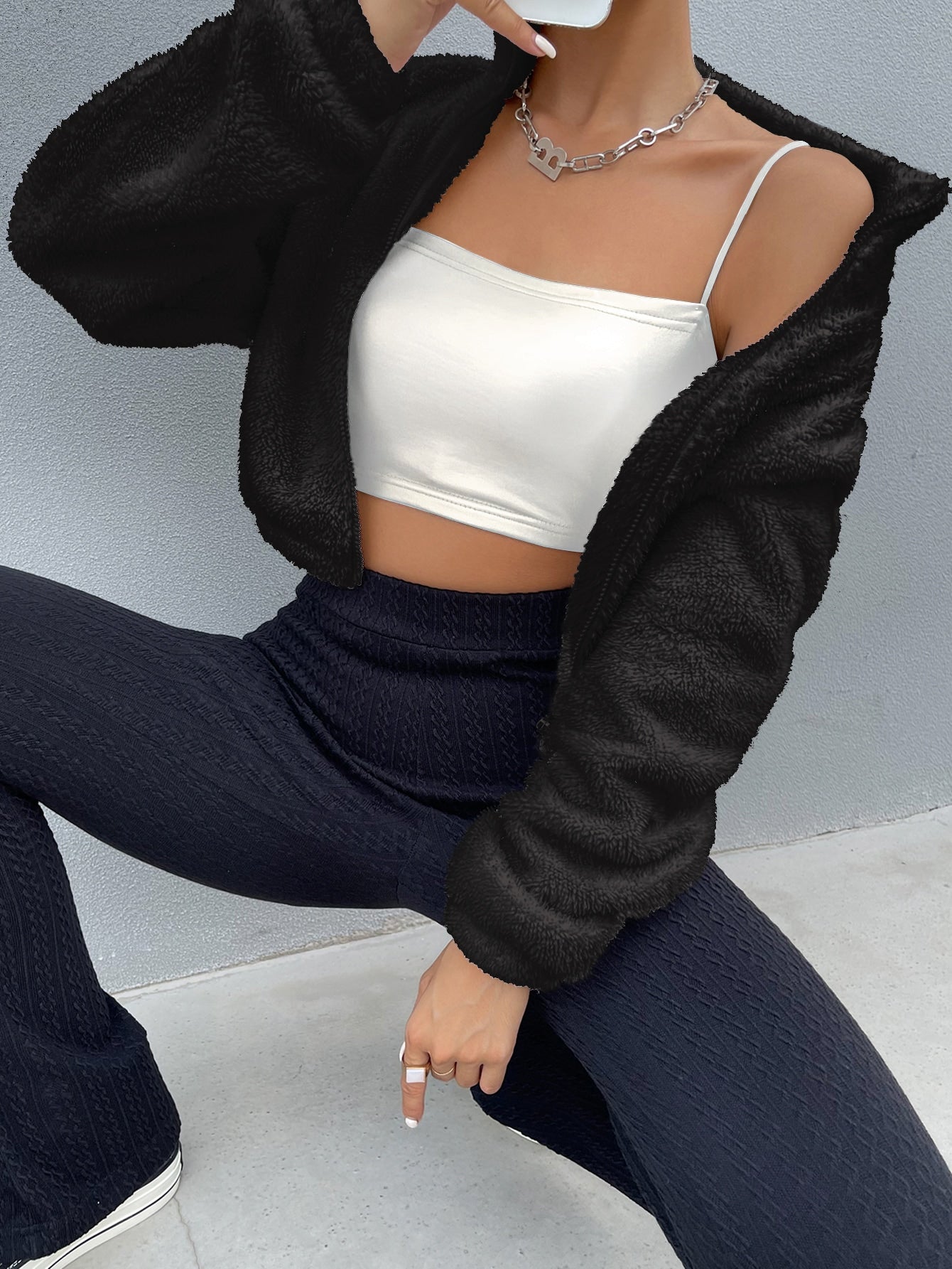 Buy SHEIN EZwear Drop Shoulder Zip Up Jacket in Pakistan