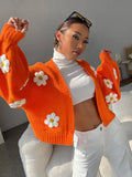 Buy SHEIN EZwear Floral Applique Bishop Sleeve Crochet Cardigan in Pakistan