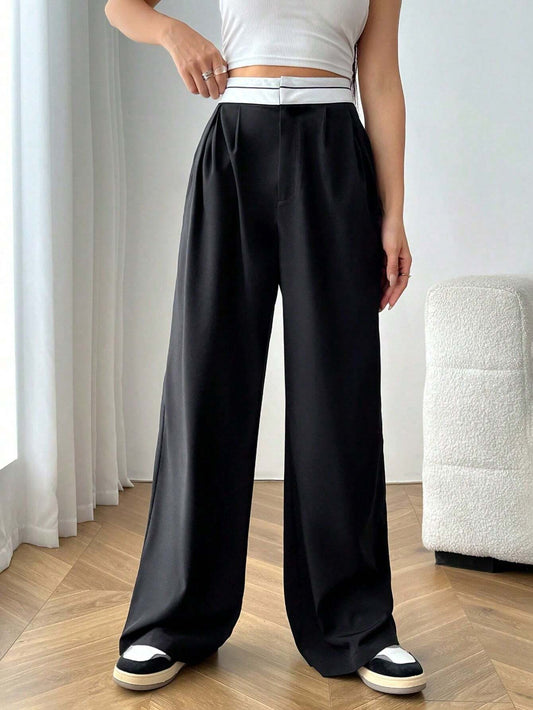 Buy SHEIN EZwear High Waist Plicated Detail Wide Leg Suit Pants in Pakistan