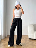 Buy SHEIN EZwear High Waist Plicated Detail Wide Leg Suit Pants in Pakistan