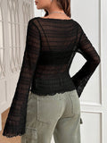 Buy SHEIN EZwear Lettuce Trim Flare Sleeve Top Without Bra in Pakistan
