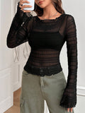 Buy SHEIN EZwear Lettuce Trim Flare Sleeve Top Without Bra in Pakistan