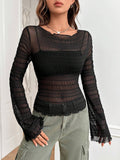 Buy SHEIN EZwear Lettuce Trim Flare Sleeve Top Without Bra in Pakistan