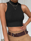 Buy SHEIN EZwear Mock Neck Crop Knit Top in Pakistan
