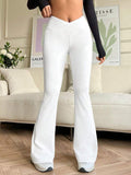 Buy SHEIN EZwear Overlap V-Waist Flare Pants in Pakistan