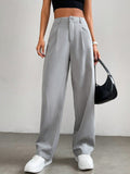 Buy SHEIN EZwear Plicated Detail Straight Leg Pants in Pakistan