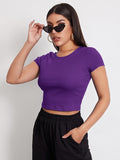 Buy SHEIN EZwear Rib-knit Crop Top in Pakistan