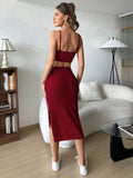 Buy SHEIN EZwear Solid Cami Top & Split Thigh Skirt in Pakistan
