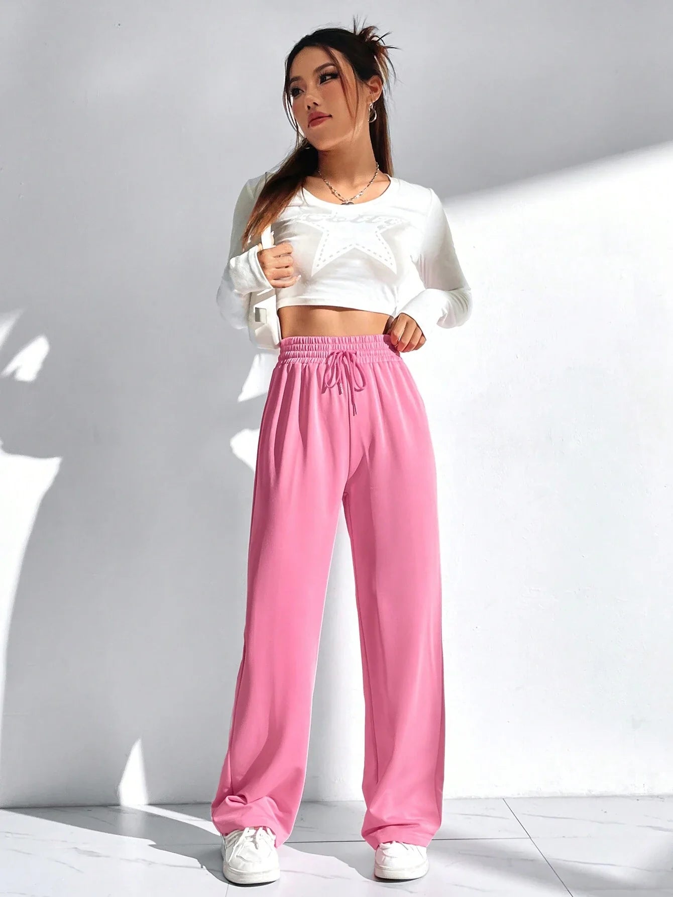 Buy SHEIN EZwear Solid Color Drawstring Waist Sweatpants in Pakistan