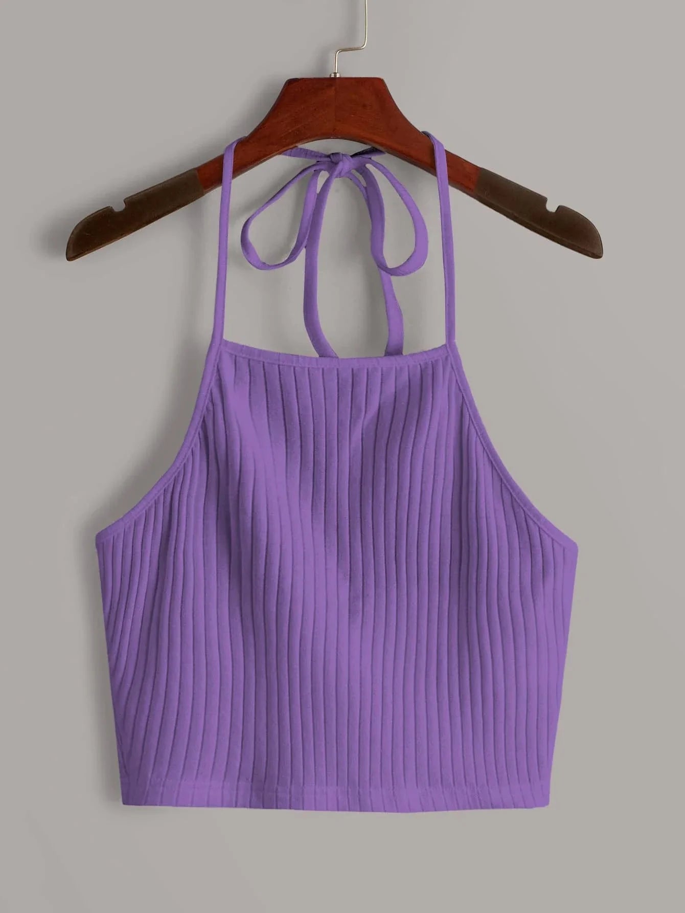 Buy SHEIN EZwear Solid Rib-knit Halter Top in Pakistan