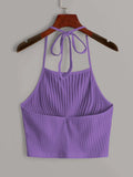 Buy SHEIN EZwear Solid Rib-knit Halter Top in Pakistan