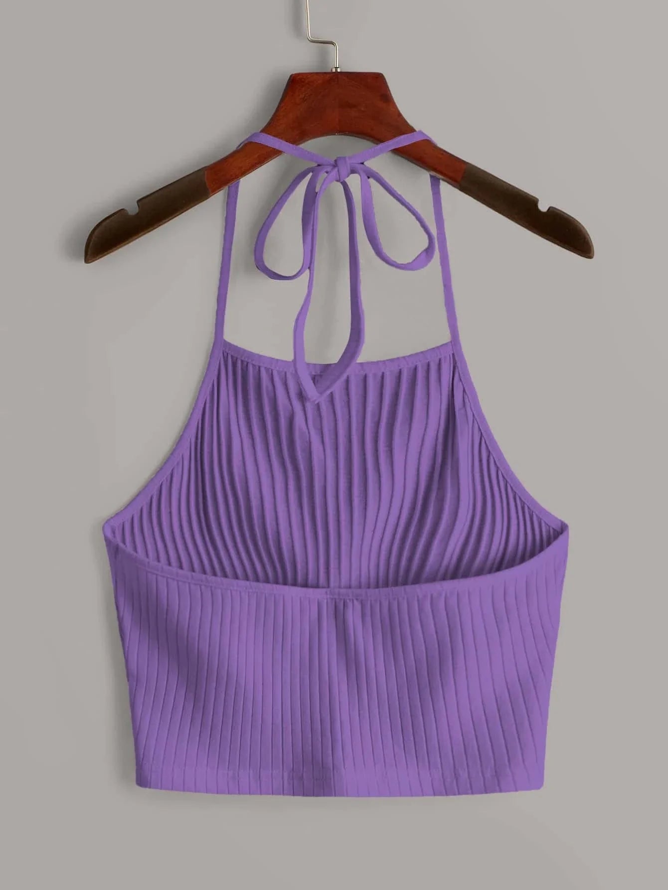 Buy SHEIN EZwear Solid Rib-knit Halter Top in Pakistan