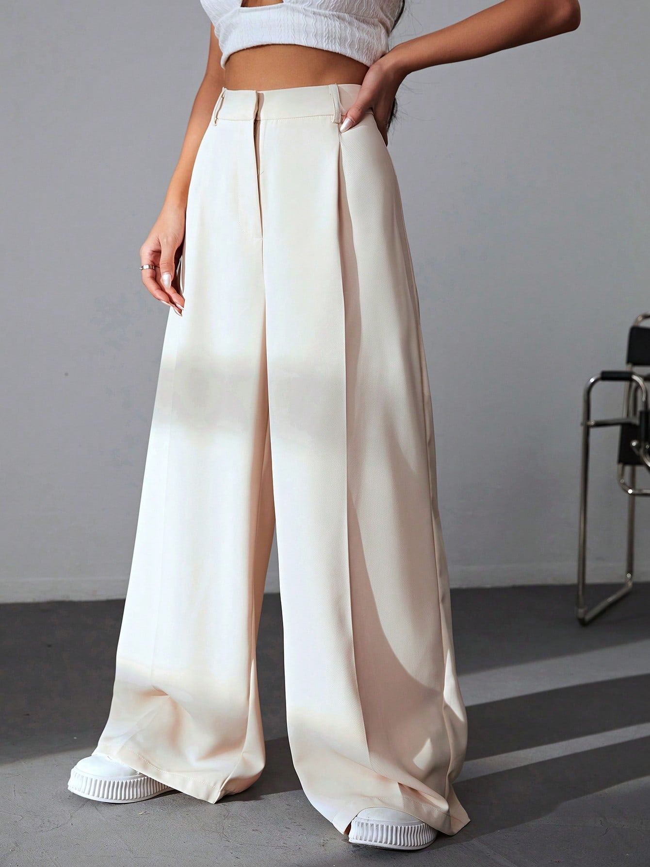 Buy SHEIN EZwear Solid Wide Leg Pants in Pakistan