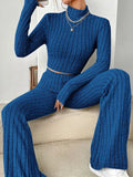 Buy SHEIN EZwear Spring Mock Neck Crop Tee & Flare Leg Pants in Pakistan