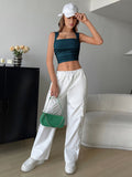 Buy SHEIN EZwear Square Neck Ruched Crop Tank Top in Pakistan