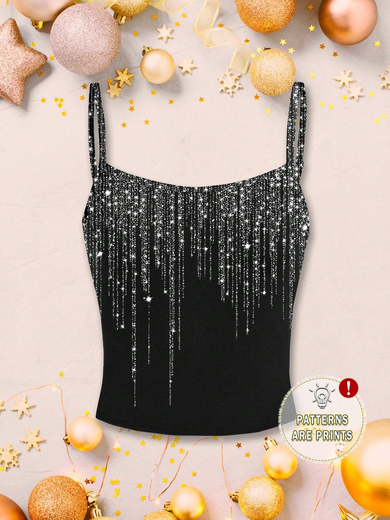 Buy SHEIN EZwear Women's Casual Minimalist Glitter Graphic Print Sexy Camisole Tank Top in Pakistan