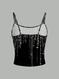 Buy SHEIN EZwear Women's Casual Minimalist Glitter Graphic Print Sexy Camisole Tank Top in Pakistan