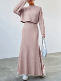 Buy SHEIN EZwear Women's Drop Shoulder Long Sleeve T-Shirt And Skirt Two Piece Set in Pakistan