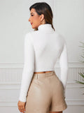 Buy SHEIN EZwear Women's Turtleneck Cropped Sweater in Pakistan