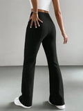 Buy SHEIN EZwear Y2k Women's Solid Color Flared Bell Bottom Black Pants in Pakistan