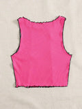 Buy SHEIN EZwear Zebra Stripe Colorblock Lettuce Trim Tank Top, Going Out Top in Pakistan