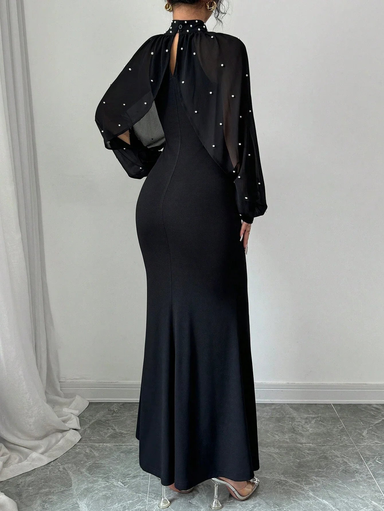 Buy SHEIN Elenzya Elegant Pearl Beaded Collar Mermaid Dress, Autumn in Pakistan