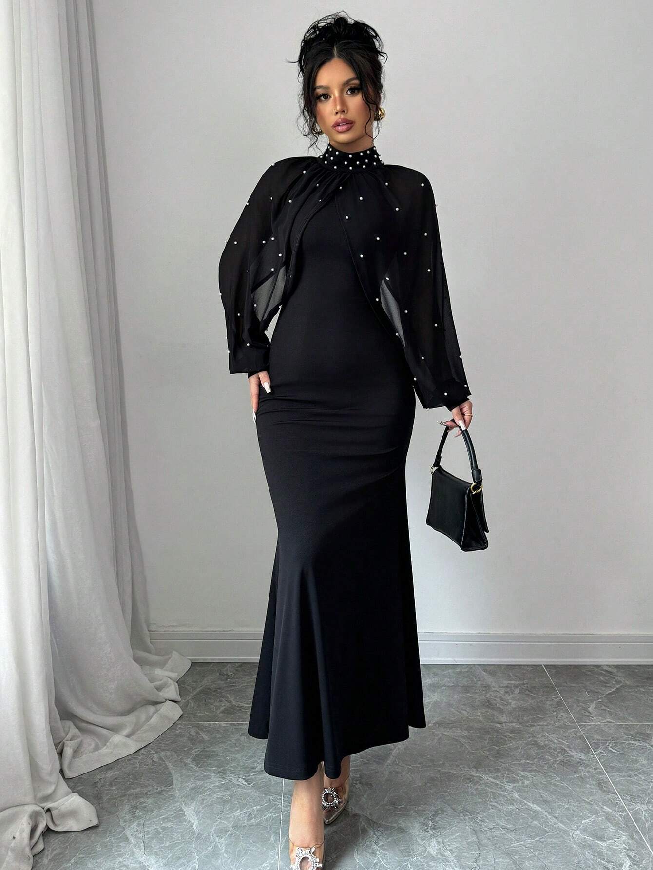 Buy SHEIN Elenzya Elegant Pearl Beaded Collar Mermaid Dress, Autumn in Pakistan